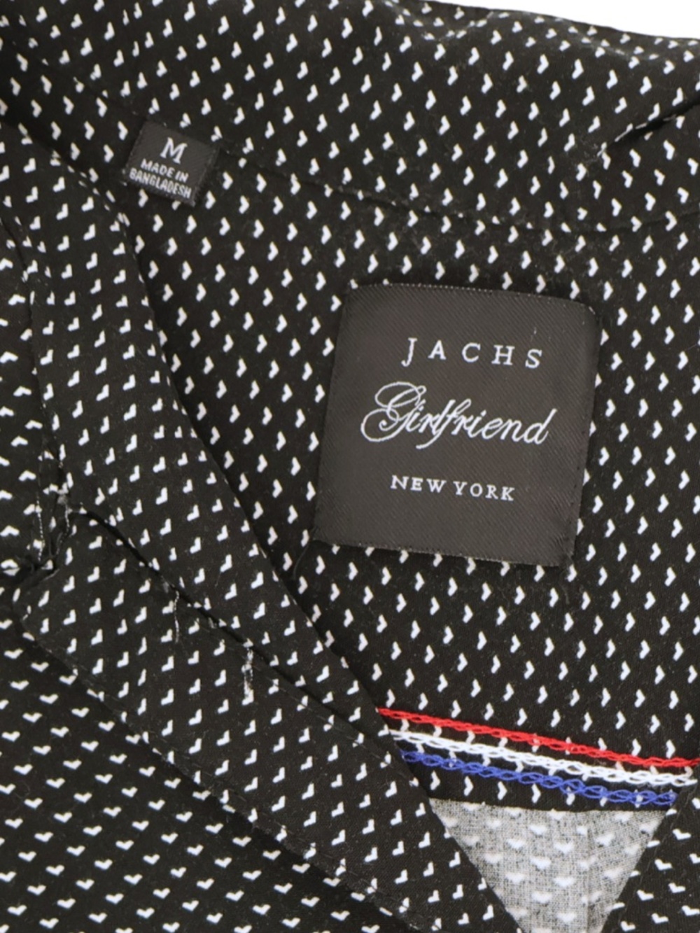 JACHS Girlfriend NY Black White Print Button Up Blouse Medium Short Sleeve - Picture 6 of 7